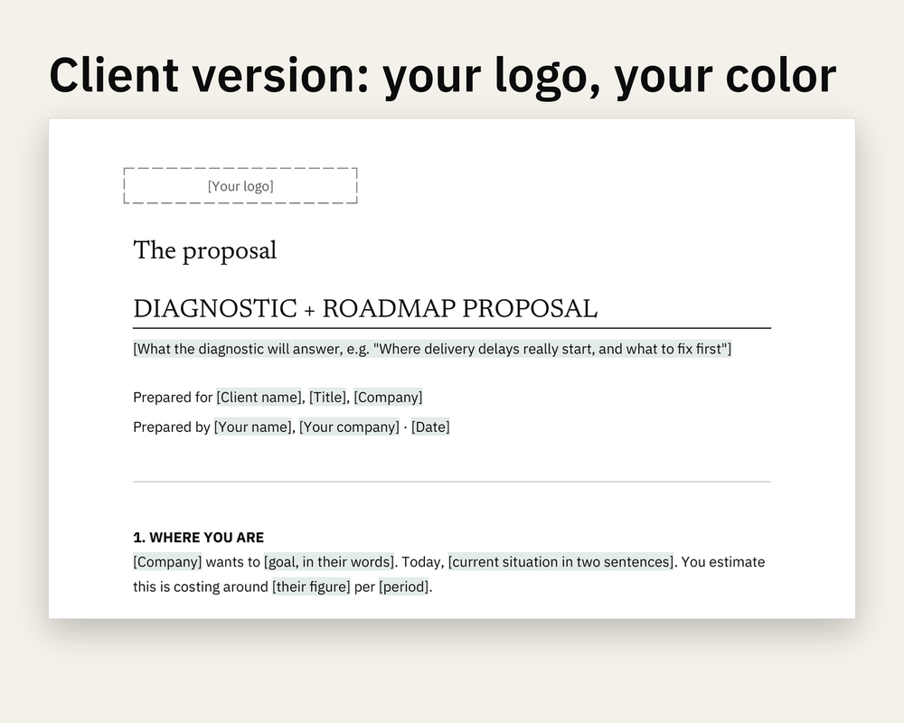 Preview 1 of 3: page of the Diagnostic + Roadmap Proposal client version
