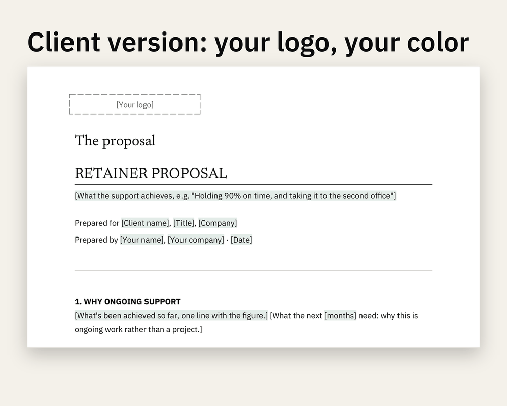 Preview 1 of 3: page of the Strategic Retainer Proposal client version