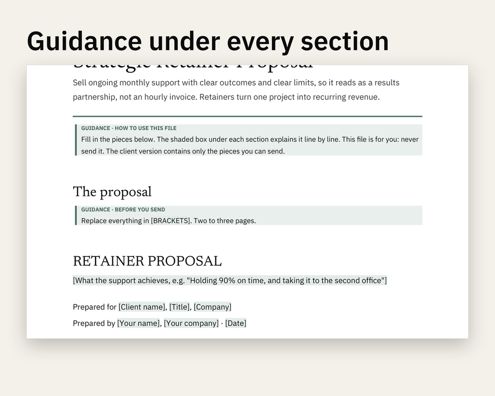 Preview 2 of 3: page of the Strategic Retainer Proposal client version