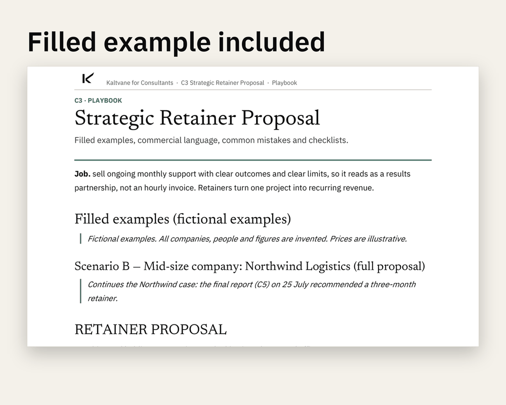 Preview 3 of 3: page of the Strategic Retainer Proposal client version