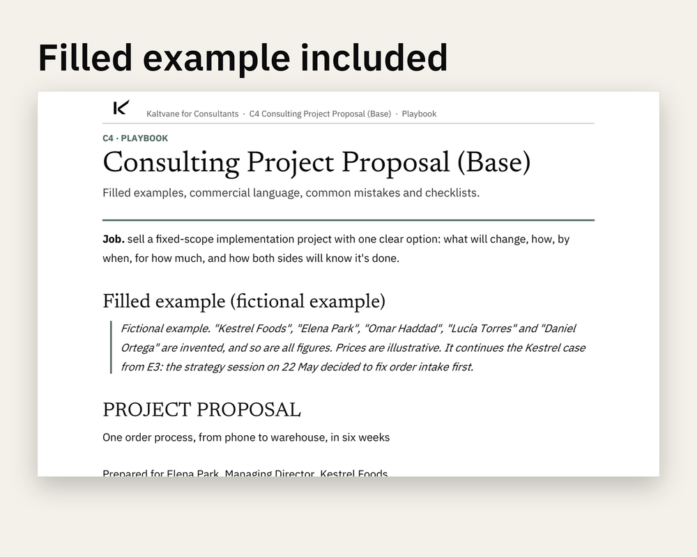 Preview 3 of 3: page of the Consulting Project Proposal (Base) client version