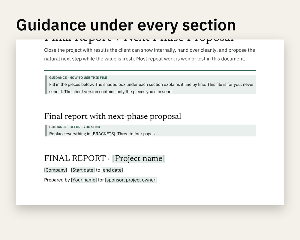 Preview 2 of 3: page of the Final Report + Next Phase Proposal client version