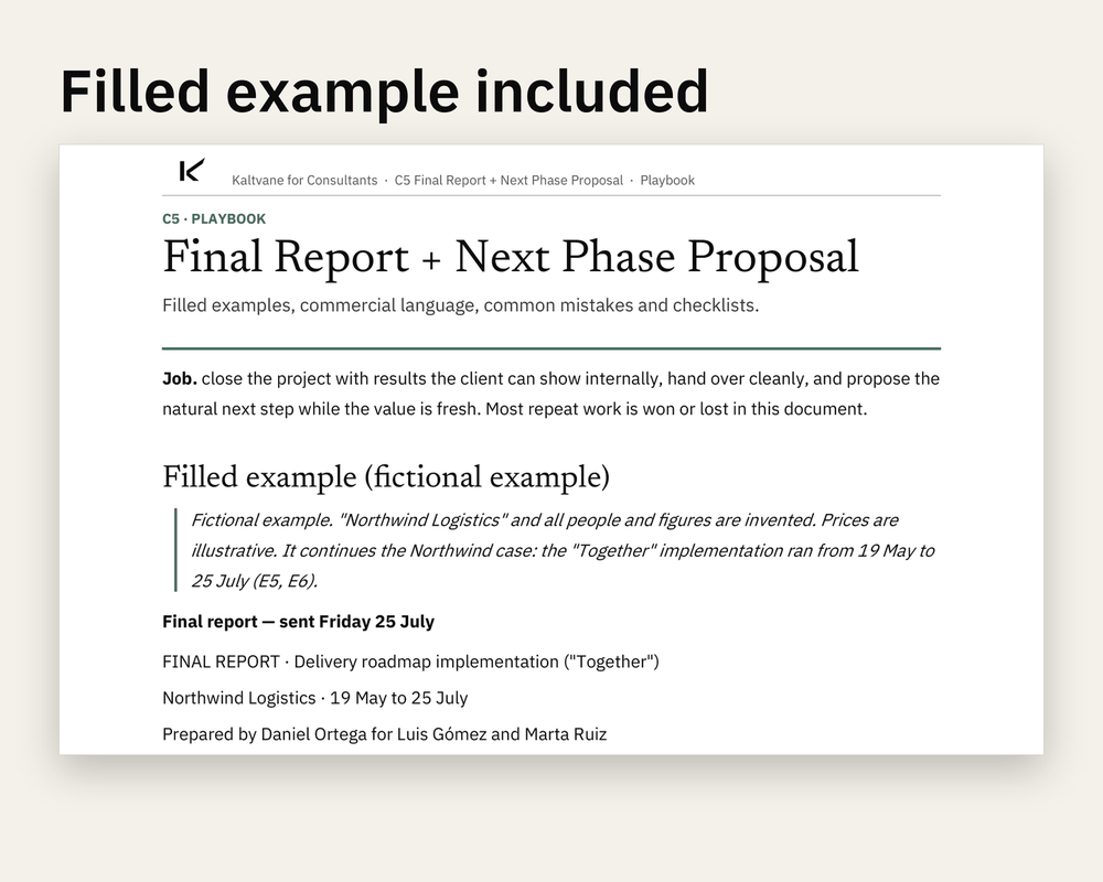 Preview 3 of 3: page of the Final Report + Next Phase Proposal client version