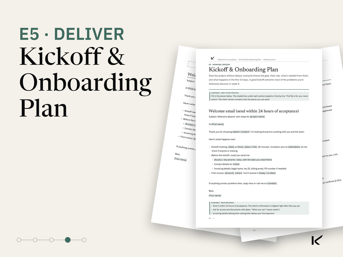 Cover of Kickoff & Onboarding Plan, E5